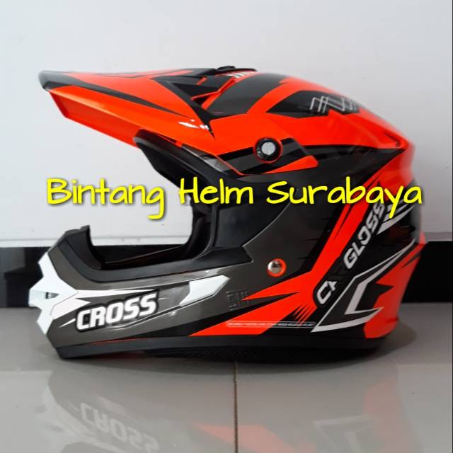 Helm Cross Cargloss Orange Fluo Gunmetal Metallic