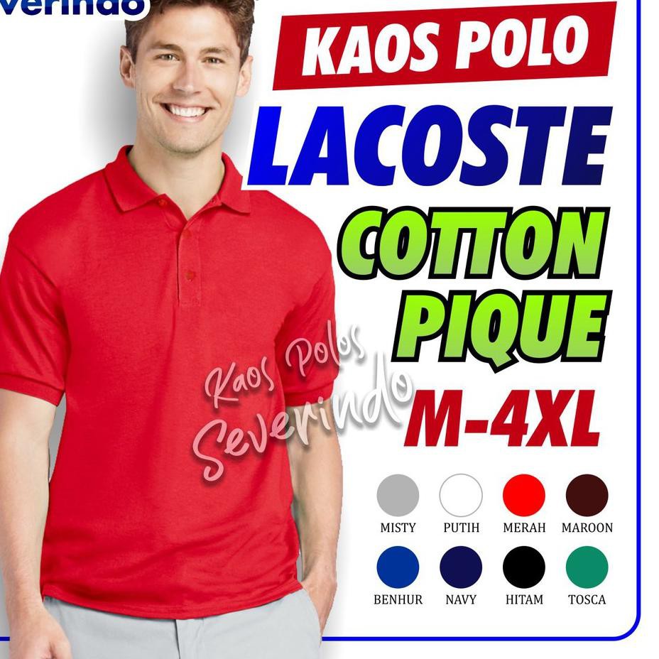Banyak Dipakai.. [LACOSTE COTTON] Polo Shirt Polos Kaos Kerah Pria Wanita Reguler / Jumbo Big Size M
