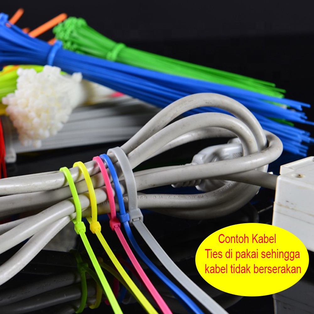 Kabel Tis Tali Kabel Ties 100 MM 10 CM /  150MM 15CM / 200 MM 20 CM 1 Bungkus Isi 100 Pcs Cable Tie Tali Pengikat Plastik Tali Ties Tali Kabel Tis Tali Pengikat Kabel