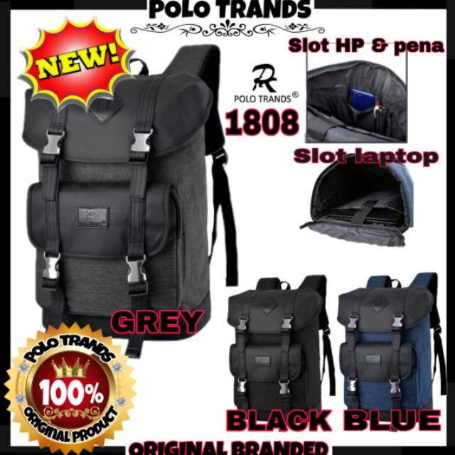 POLO TRANDS 1808 BACKPACK TRAVEL BAG RANSEL LAPTOP PRIA TERBARU 2019 IMPORT ORIGINAL BRANDED