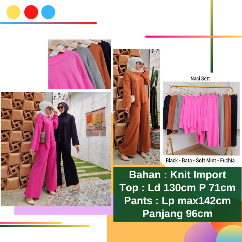 BJ One Set Kulot Knit Jumbo Wanita Import Ld 130 Naci Cullote Set Pants