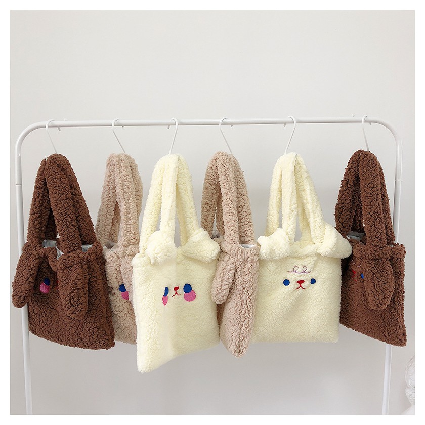 TB-56 tas bahu wanita bulu boneka winter musim dingin import jepang korea rabbit kampus sekolah