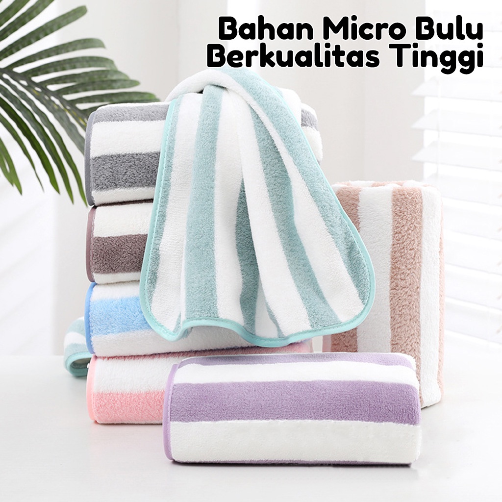 Handuk Mandi Salur Daya Serap Tinggi Ukuran 100cmx50cm 100% Polyester - H42-B