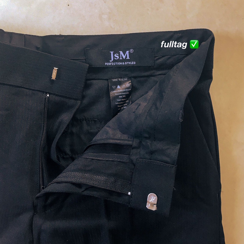 Celana Jas Pria Hitam Slim Fit Original JSM Suit Pants Kantor Formal