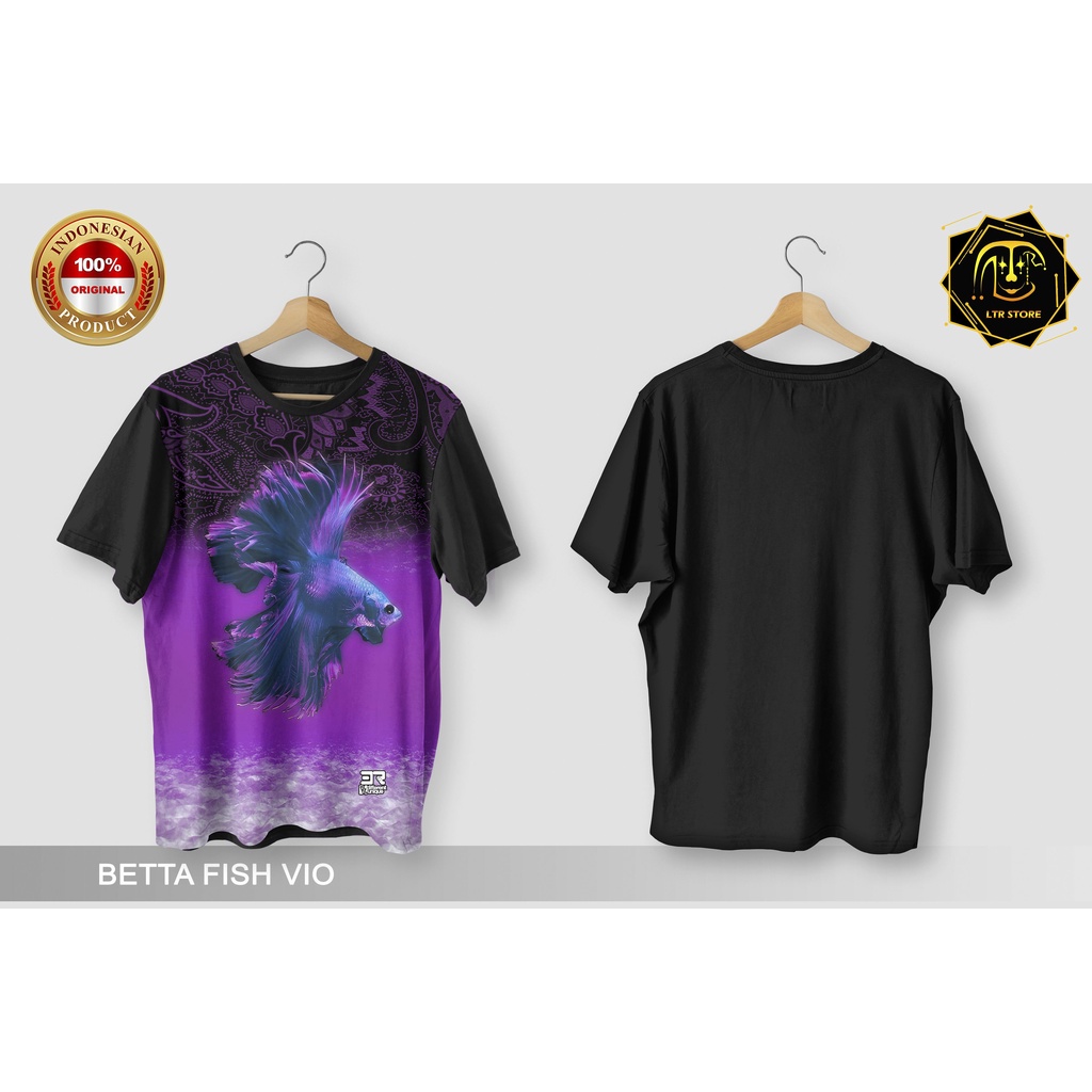 [ BAYAR DI TEMPAT ] BAJU PRINTING GAMBAR IKAN CUPANG VIOLET -  KAOS DISTRO ORIGINAL GAMBAR HEWAN HIA