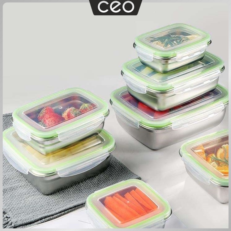 CEO Wadah Makanan Sayuran Set isi 4 Lunch Box - Kotak Makan Set - Stainless Steel