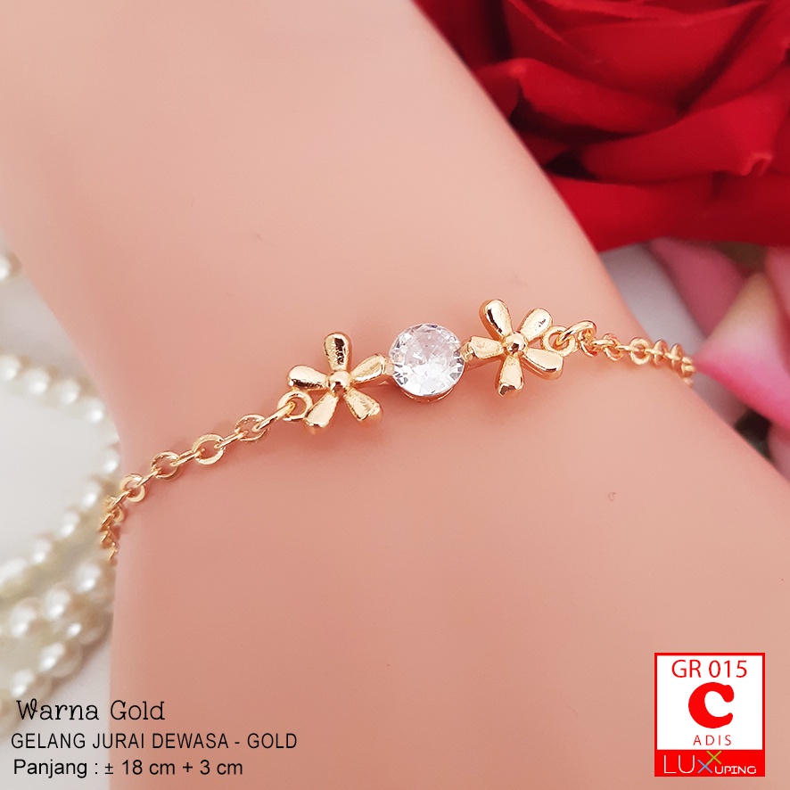 GR 015 Gelang Jurai Dewasa Bunga Mata Zirkon Perhiasan Wanita Lapis Emas 18K Aksesoris Korea Gelang Xuping Love Kunci Luxx Xuping