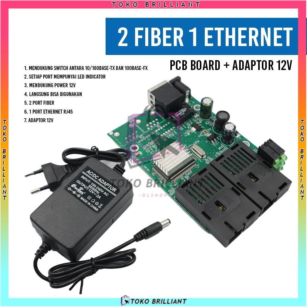 [Support POE] 2FO 1ETH / 2F1E PCB ONLY / + ADAPTOR 12V2A [BISA BAYAR DITEMPAT] Media converter AIRPO