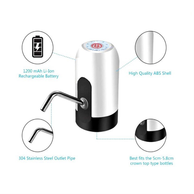 AVVET Pompa Galon Elektrik Pompa Air Minum Rechargable Electric Water Dispenser Pump With Micro USB