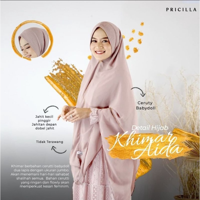 PRICILLA KHIMAR CERUTY 2 LAYER KHIMAR JUMBO HIJAB JILBAB AIDA CERUTY JUMBO KHIMAR 2 LAYER
