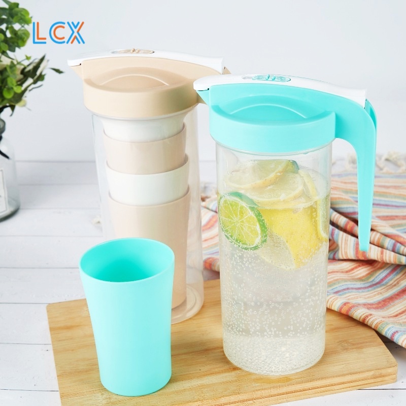 LCX TEKO GELAS SET PLASTIK 5 IN 1 PLASTIK Air Teh Kopi Wadah Jerami BPA Free VS-29