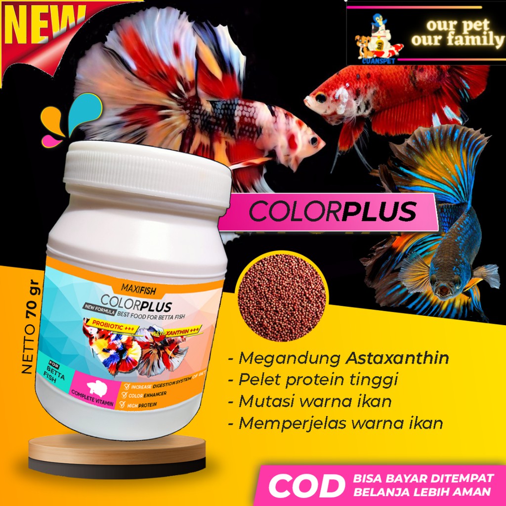 [COLORPLUS] Pelet Pakan Ikan Cupang Blue Rim Avatar Halfmoon Galaxy Giant Nemo Koi Guppy Tetra Gupy