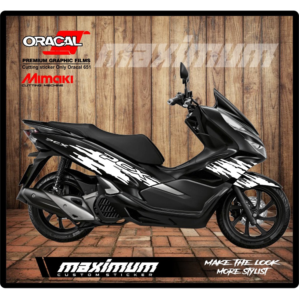 CUTTING STICKER PCX HITAM - STRIPING STIKER ORACAL FULL PUTIH