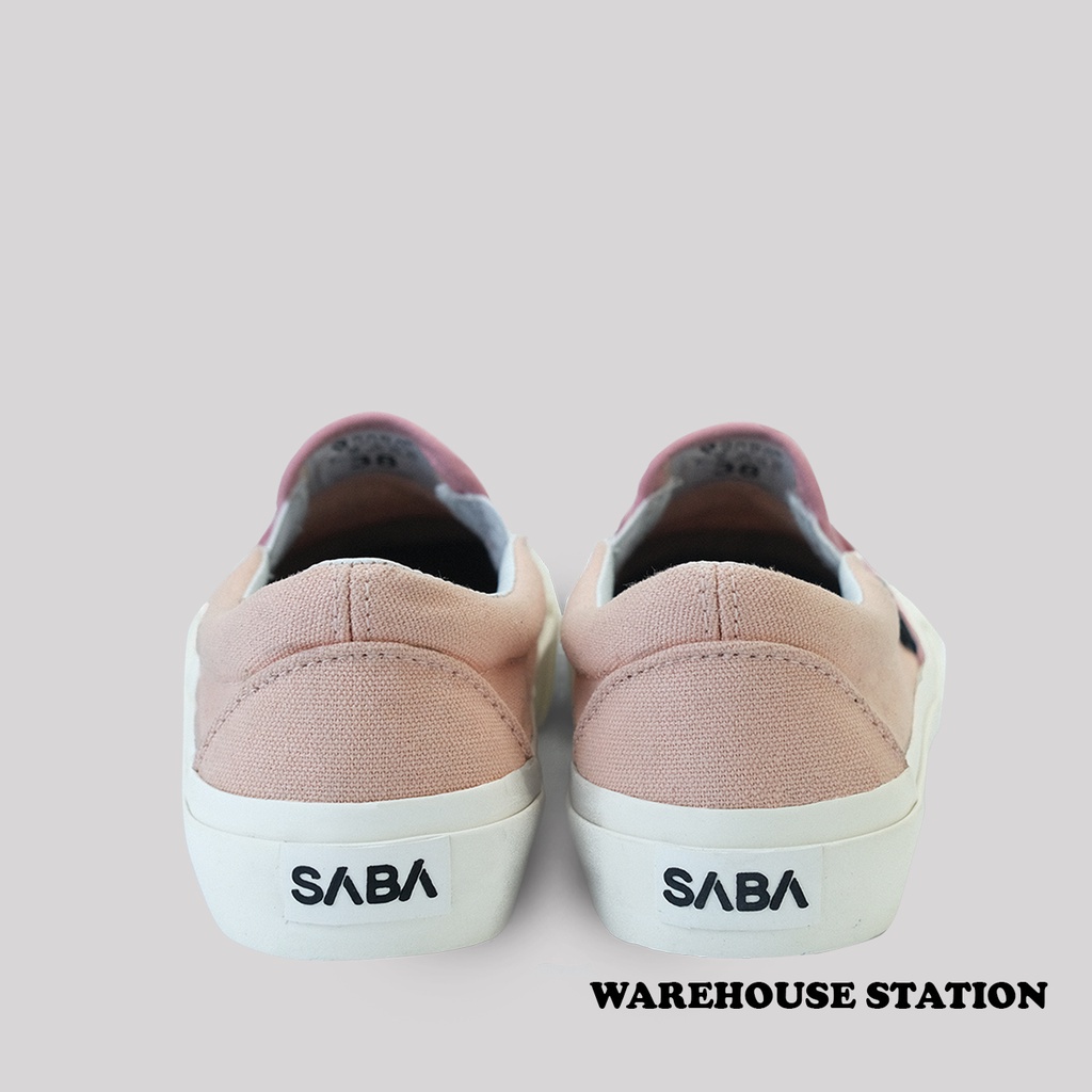 Saba Vintage Slip on Pink White - Sepatu Sneakers Casual Pria Wanita