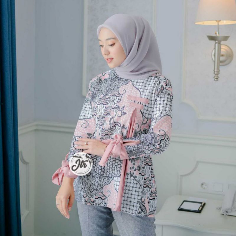 Batik wanita ASJ SA HRB026 Kenongo Kemeja Tosca Pendek-1