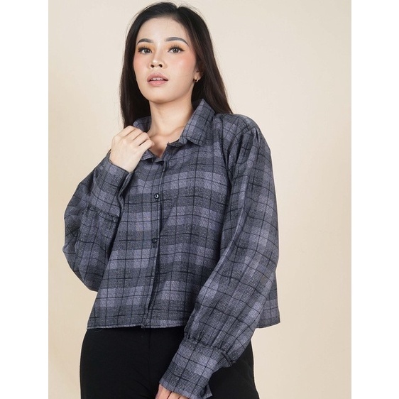 BLOUSE/KEMEJA  COD/Bayar ditempat/Gratis Ongkir  || Blouse TARTAN LENGAN BALON MIZU KOREAN STYLE | KEMEJA FLANEL WANITA NUMMA/KEMEJA CROP LENGAN PANJANG TARTAN/NUMMA CROP PLANEL KEMEJA KOTAK KOTAK