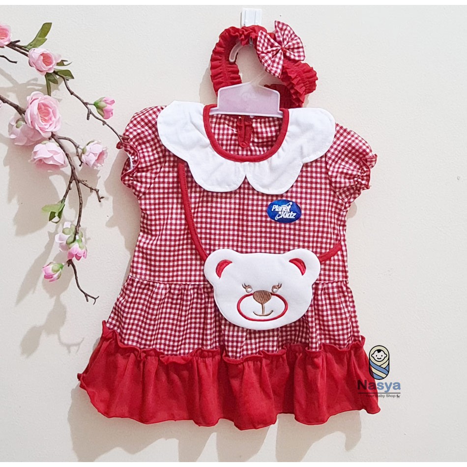 [ PROMO 7.7 ] [P-028] New Arrival Dress Bayi Motif Animal Lucu (0-6 bulan) Bonus Bandana