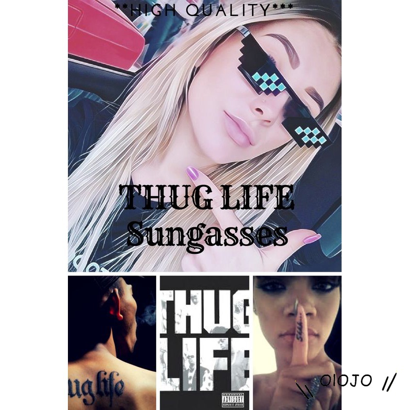 Kacamata Desgin Thug life Mosaic Sunglasses Kacamata Hitam Wanita/Pria Small Sunglasses