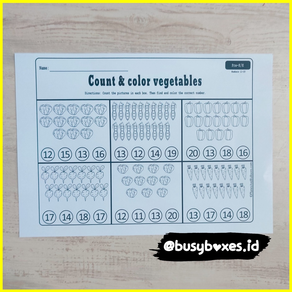 Worksheet paud / worksheet preschool / worksheet berhitung / worksheet mewarnai