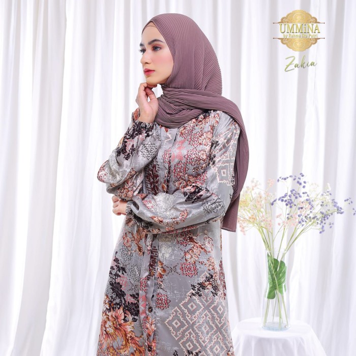 ZAKIA by Ummina Setelan Tunik Motif Mewah Sultan Set Kulot Polos ORI