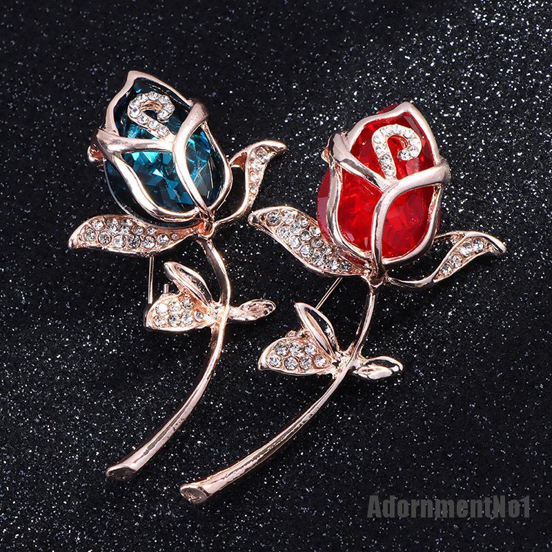 (Adornmentno1) 1pc Bros / Pin Motif Bunga Aksen Kristal + Berlian Imitasi Untuk Aksesoris Wanita