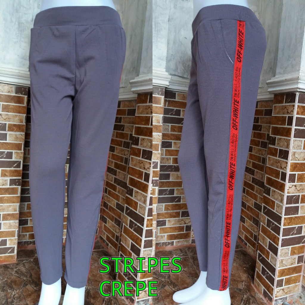 OFF WHITE PANTS STRAP / LIST STRIPE LUNA WANITA