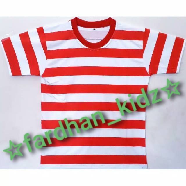 Kaos merah putih/kaos lorek madura dewasa