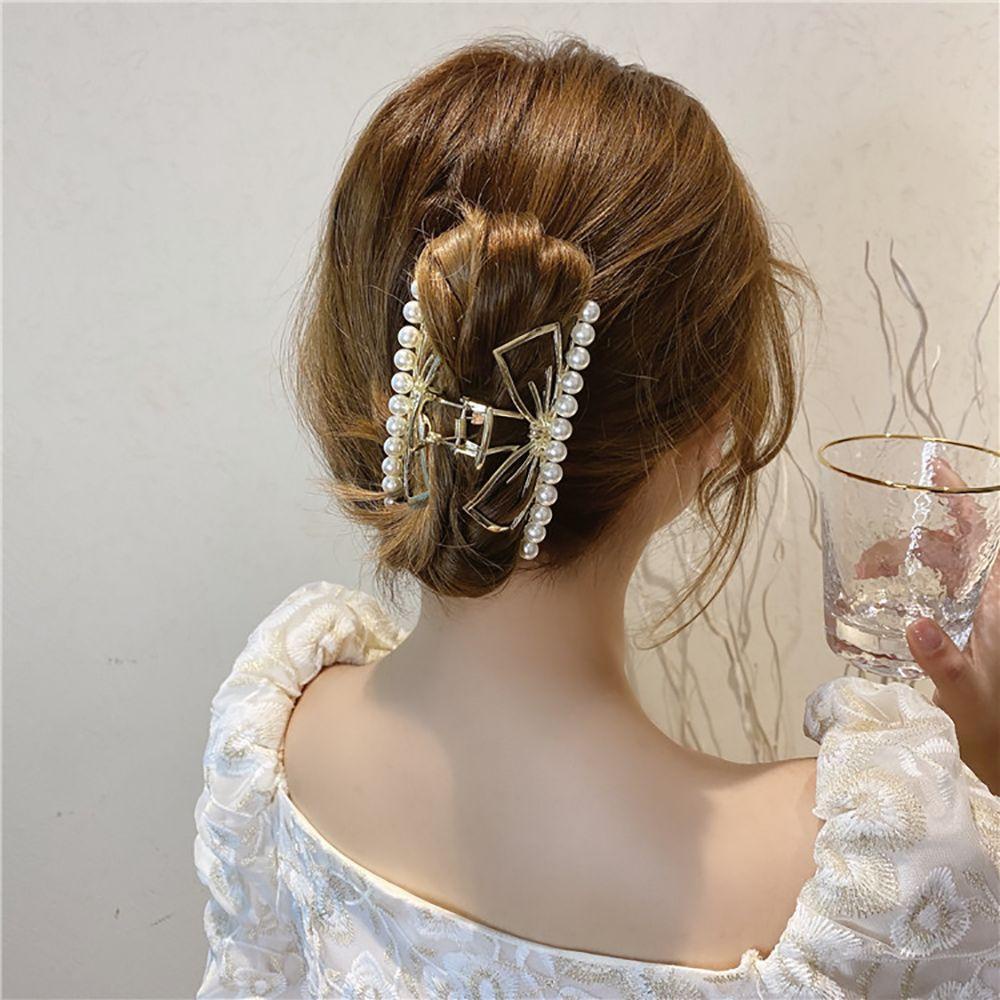 DYRUIDOJ Pearl Hair Claw Shark Clip Korea Perempuan Mandi Telinga Kelinci Alloy Wanita Hair Clips