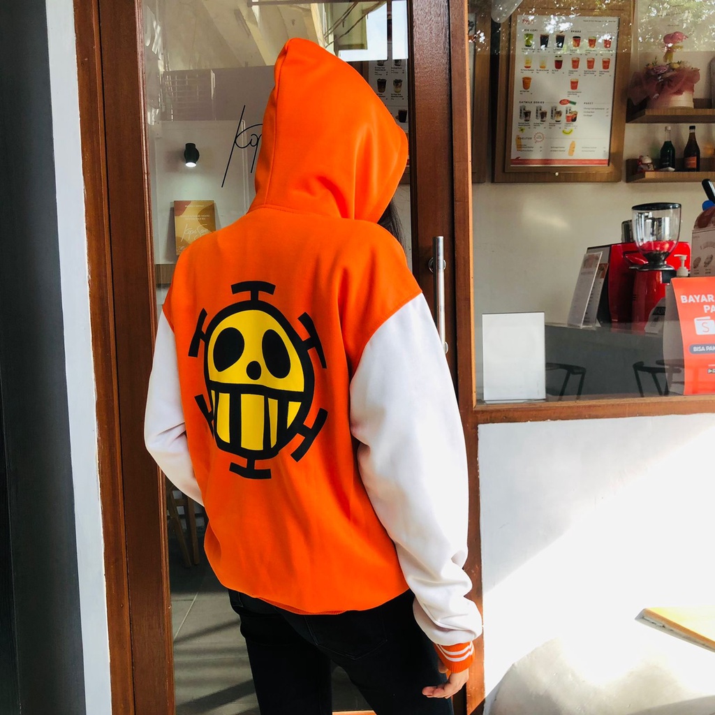 Jaket Heart Pirates Casual Orange Trafalgar Law Anime Manga One Piece Unisex