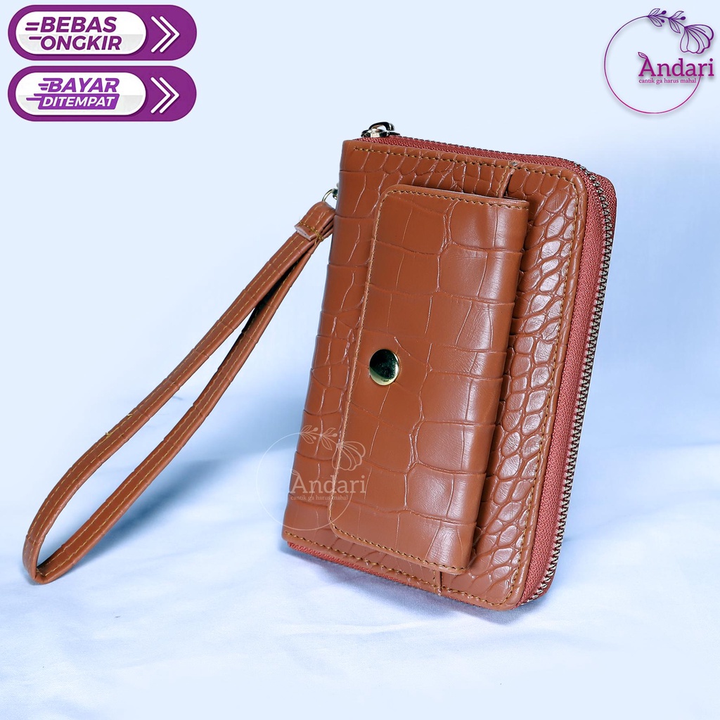 Dompet Wanita Terbaru Dua Ruang Muat Kartu Motif Croco Lucu Kekinian Terlaris &amp; Murah BIOLA WALLET ORIGINAL by ANDARI