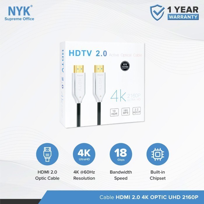 NYK Kabel HDMI Fiber Optic 10Meter Active 2160P ULTRA HD 4K HDR