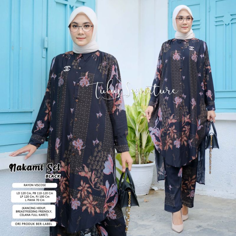 SETELAN TUNIK + KULOT RAYON MOTIF BUNGA NAKAMI SET BY TULUS SIGNATURE