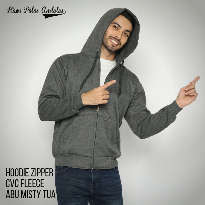 HOODIE ZIPPER BAHAN COTTON CVC FLEECE SERI WARNA 1