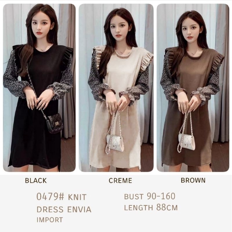 MDLV ~ 0479 KNIT DRESS ENVIA (TANPA BELT) DRESS RAJUT KOREA PREMIUM BEST SELLER FASHION IMPORT