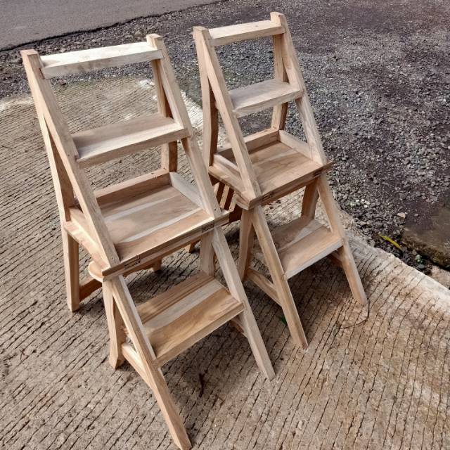 Kursi Tangga Lipat Jati Mentah Mebel Jepara