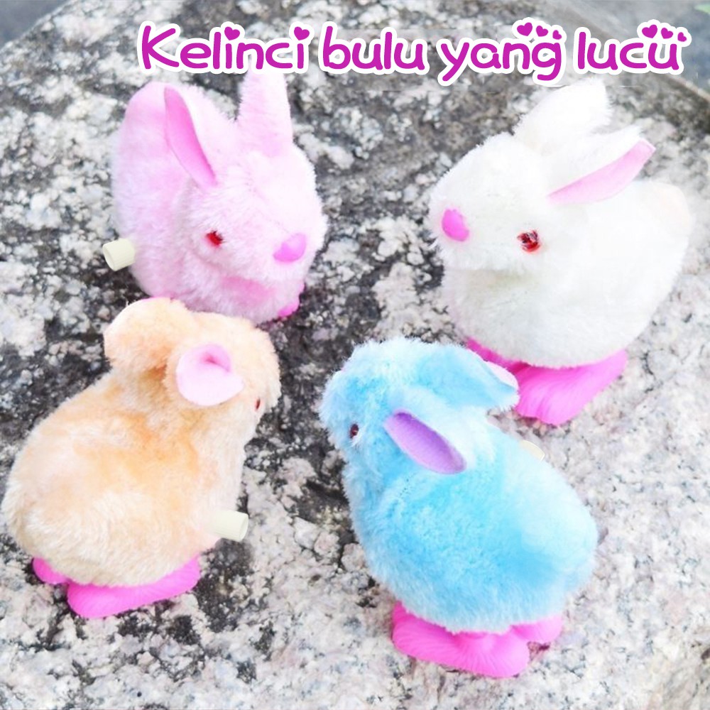 【Stok Baru】Mainan kelinci bulu yang lucu Model kelinci bulu berjalan otomatis