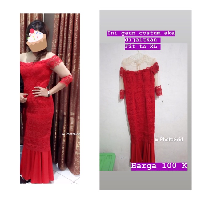 Preloved dress custom atas brokat