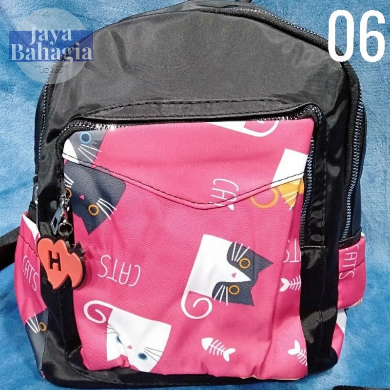 Ransel Fashion Wanita Trendy Cats Import Motif Kucing