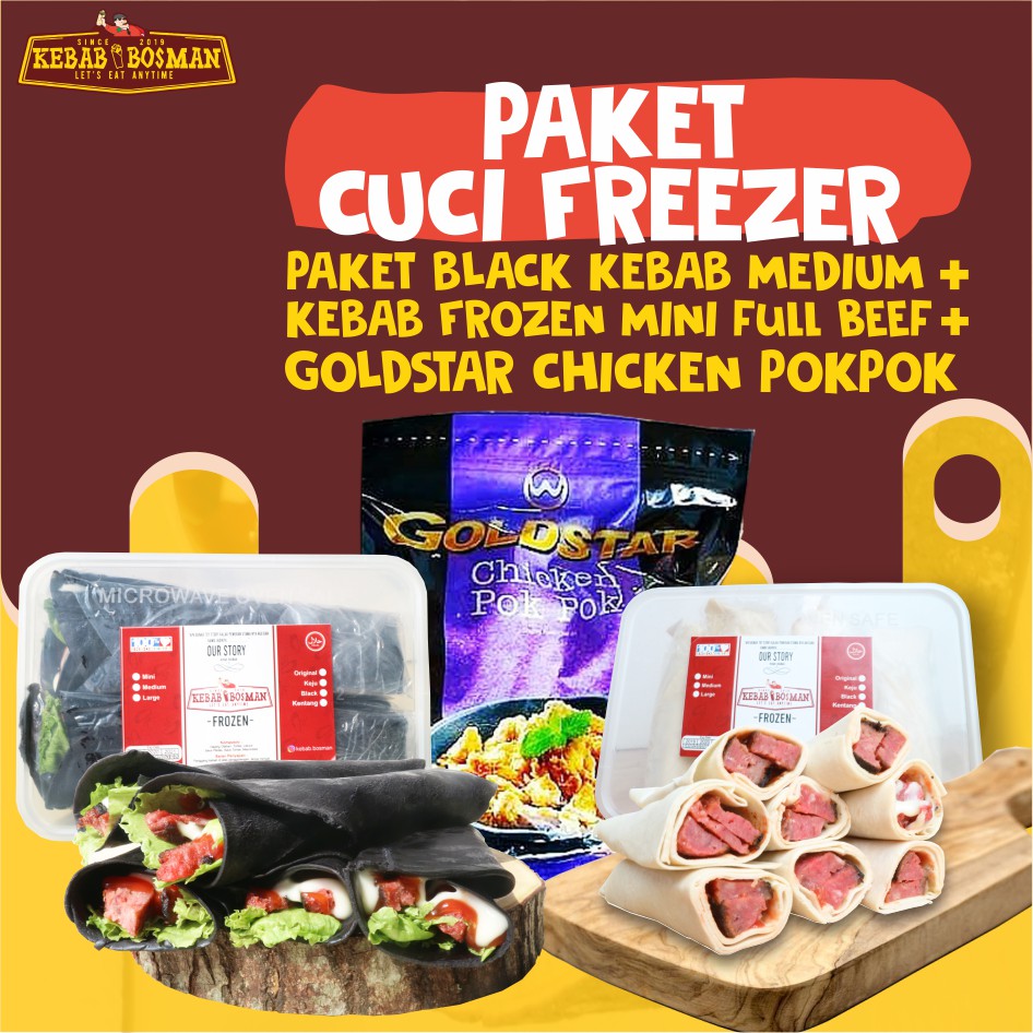 

PAKET BLACK KEBAB MEDIUM, KEBAB MINI FULLBEAF DAN GOLDSTAR CHICKEN POK POK