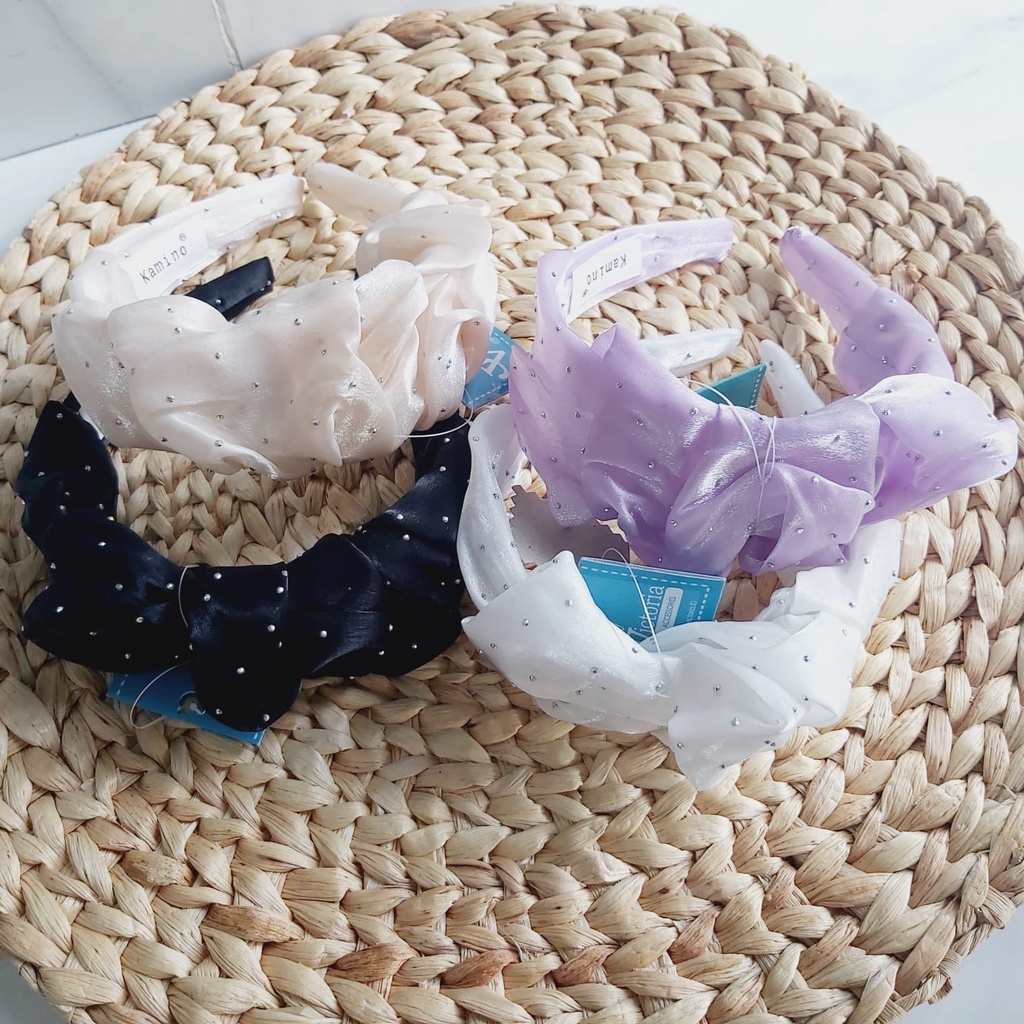 BANDO KERUT CHIFFON 4CM MOTIF BLINK HEADBAND AKSESORIS KEPALA / RAMBUT