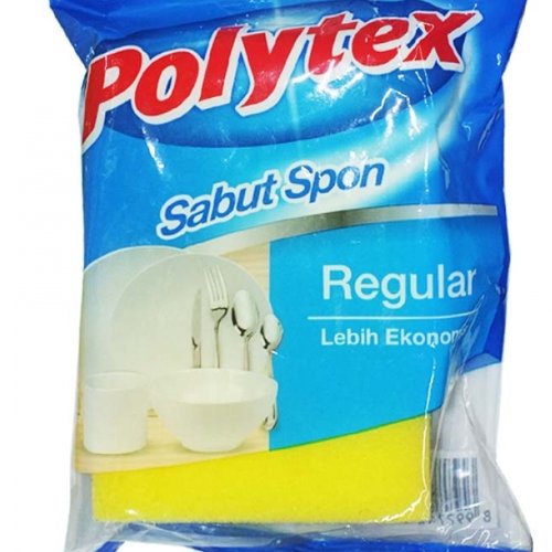 Polytex sabut spons regular busa cuci hijau kuning