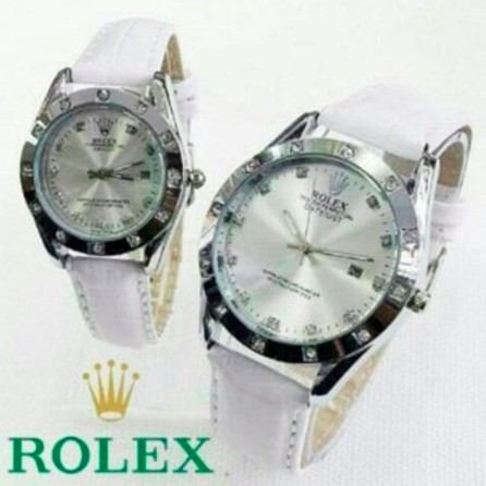 BAJ Jam Tangan Couple Rolex Kulit Vios Pria Wanita Tanggal Murah Import Grosir Premium RX001