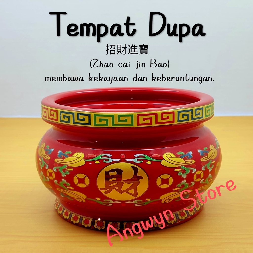 Tempat Dupa / Hiolo Keramik Merah Ukuran 5 inch