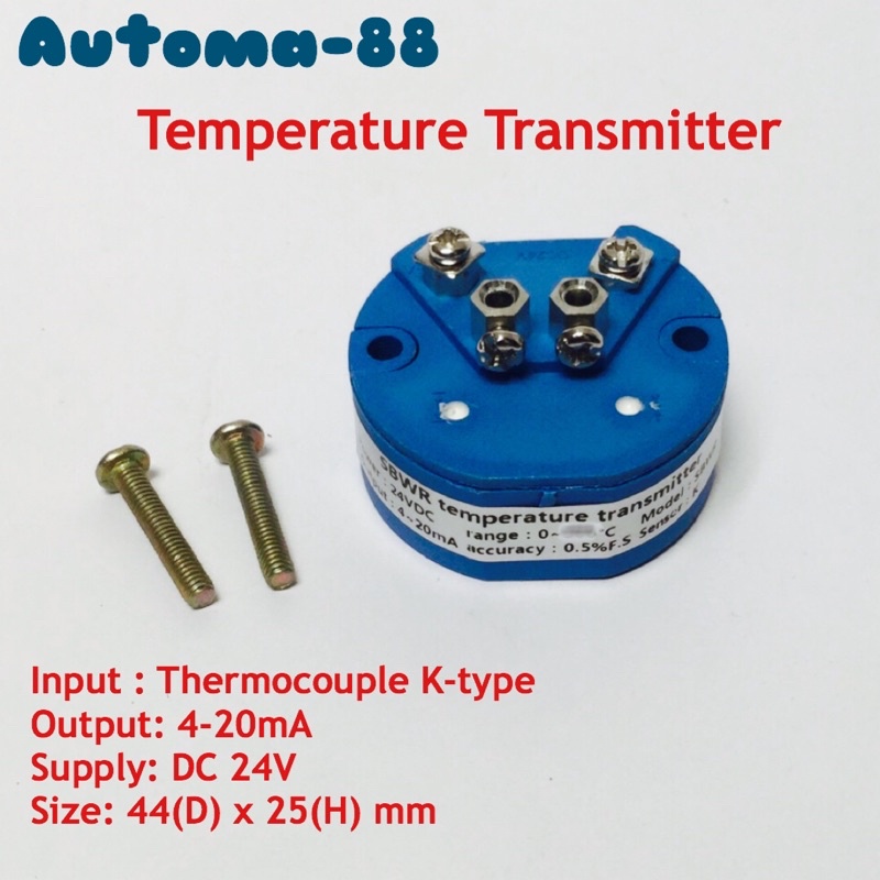 Temperature Transmitter output 4-20ma 24V DC input Thermocouple TC Type-K 2 wire kabel