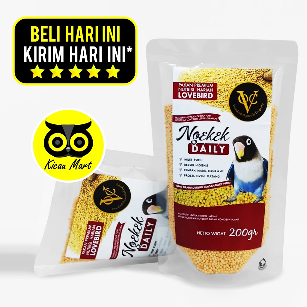 PAKAN MAKANAN HARIAN BURUNG LOVEBIRD BIJI MILET NGEKEK DAILY UNCLE JARWO PLASTIK 200 GRAM PNHRSUJ