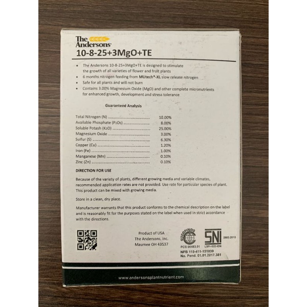 THE ANDERSONS pupuk slow release made in USA 500gr 120gr The anderson hitam ungu pink 10-8-25 + 3MgO + TE kemasan 120 gram 18-8-12 + 3Mg0 + TE 120 gr 500 gram pupuk bonsai bonsay tanaman premium tanaman hias daun osmocote dekastar aglonema buah bunga