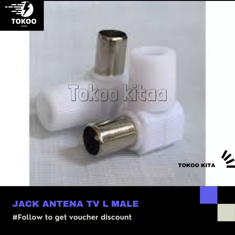 Jack Jek Antena TV L Male Plastik HIGH Quality/ Jak Antena TV Bengkok PVC Putih