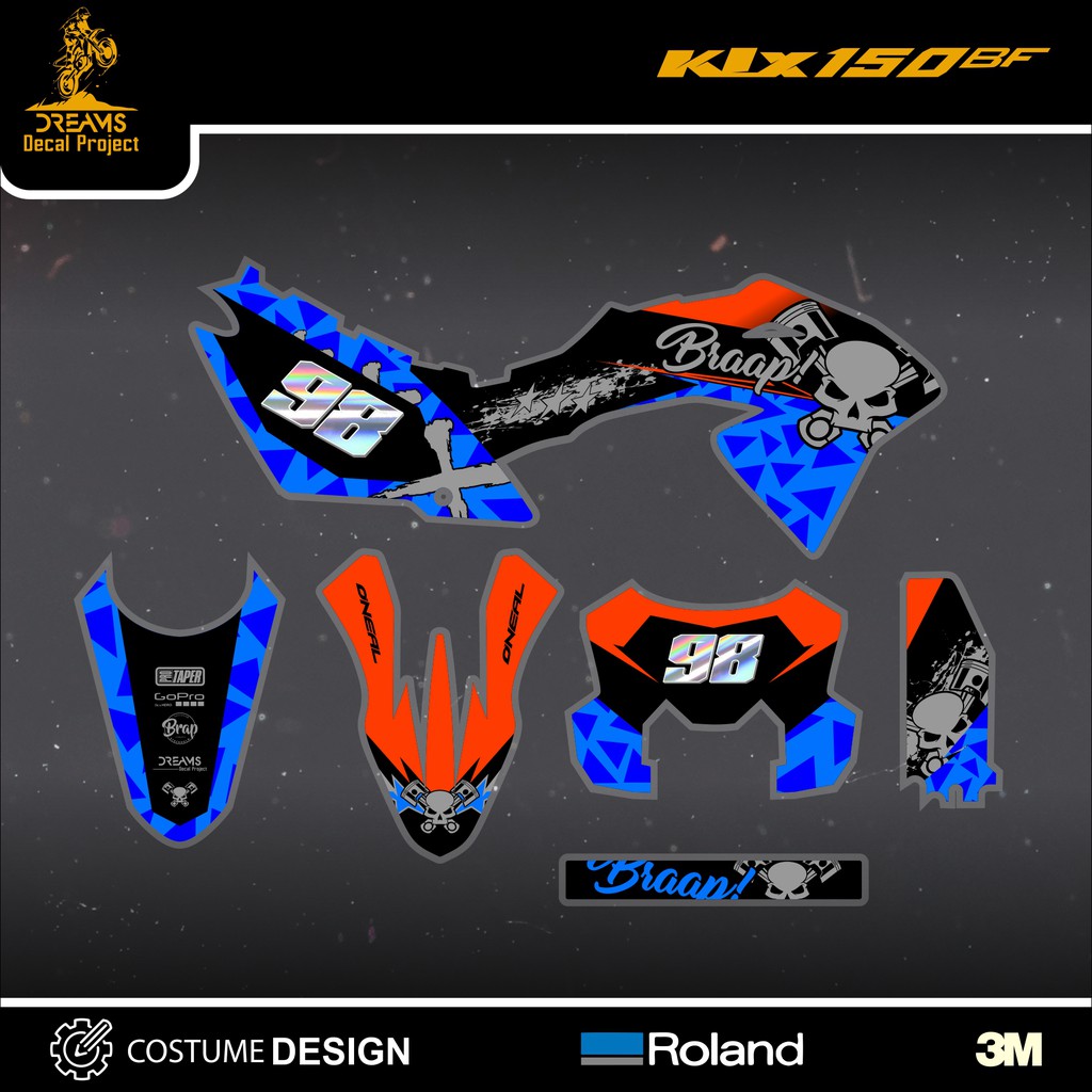 Decal KLX 150 BF Orange Biru