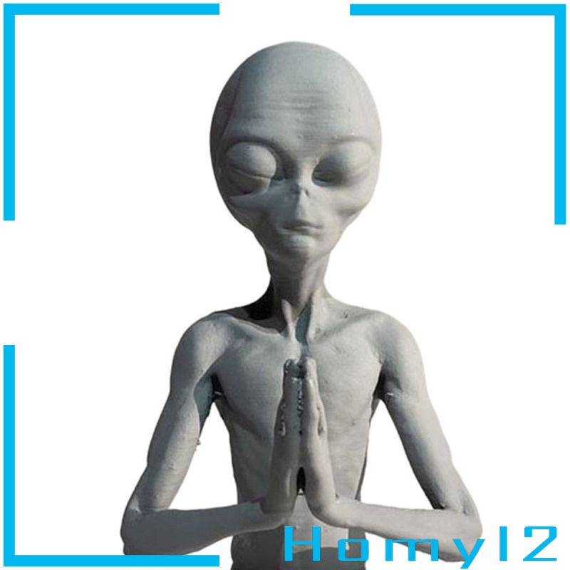 [HOMYL2] Alien Figurine Desktop Meditation Statue Home UFO ET 15x9cm Sculpture Crafts