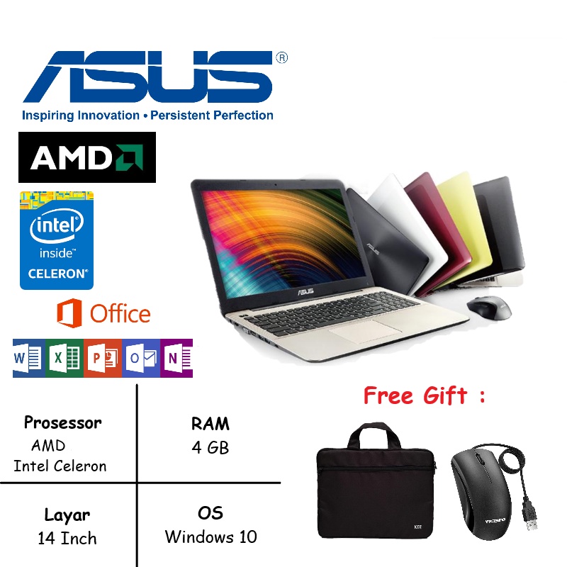 [FREE TAS] LAPTOP ASUS INTEL CORE-I3 RAM 4GB/ SSD 256GB WINDOWS 10